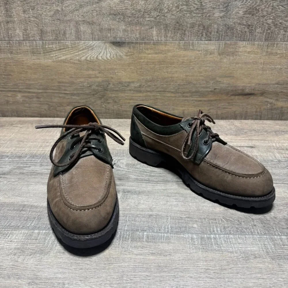 Allen Edmonds Roanoke Brown/Olive Leather Boat Shoes Men's Size 7.5